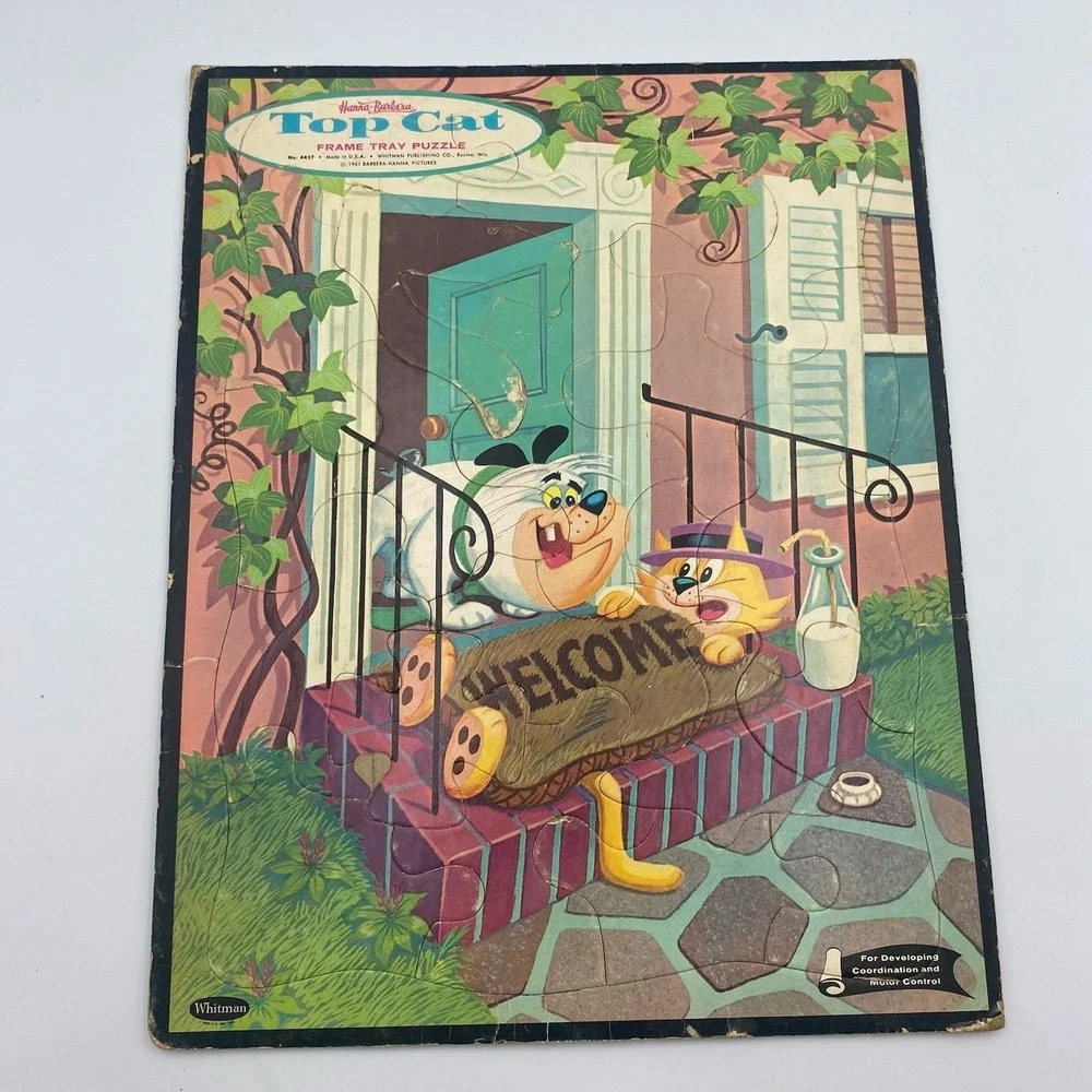 Vtg Lot 3 Whitman Frame Tray Puzzles Hanna-Barbera Flintstones‎ Top Cat Pebbles